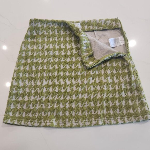 Y2K Urban Outfitters Sz S Mini Skirt sage green houndstooth Schoolgirl Clueless - Picture 5 of 9